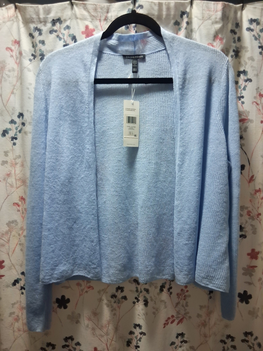 Eileen Fisher Pale Blue Open-Front Ribbed Cardigan - Picture 2 of 3